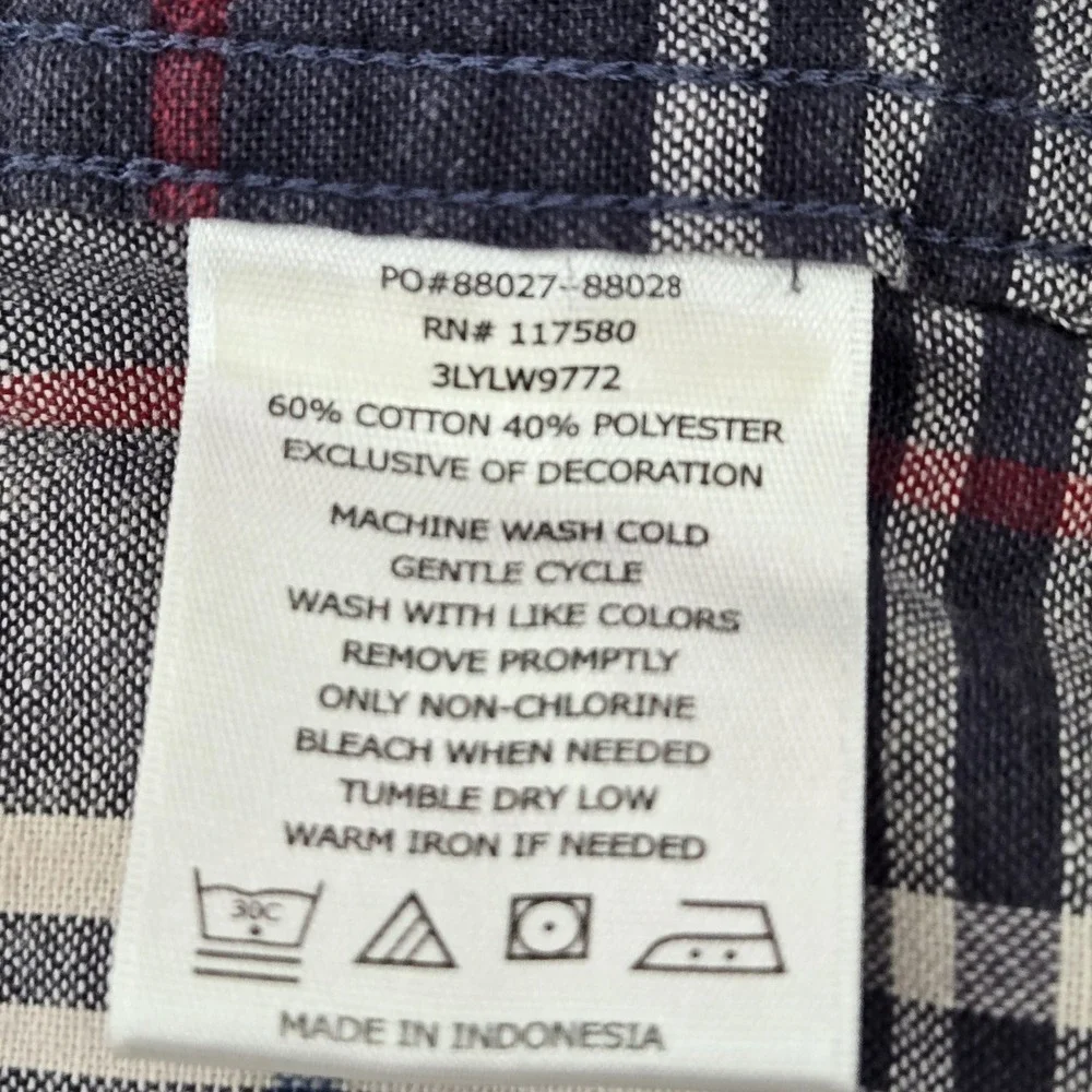 Levi's Men Button Up Shirt XL Navy Plaid Long‎ Sleeve Work Heavyweight